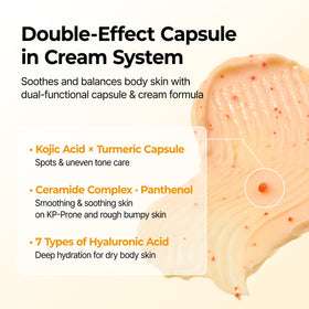 Dr.Melaxin ingredient highlights with kojic acid turmeric and ceramides emphasized for brightening