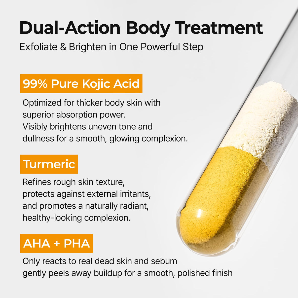 Dr.Melaxin label close-up showing AHA PHA, kojic acid, niacinamide ingredients