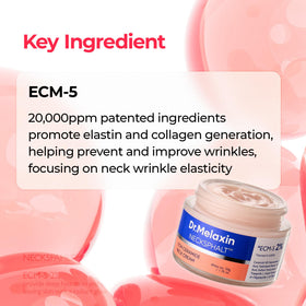 Applying Dr.Melaxin to neck with upward strokes for lifted, smoother skin
