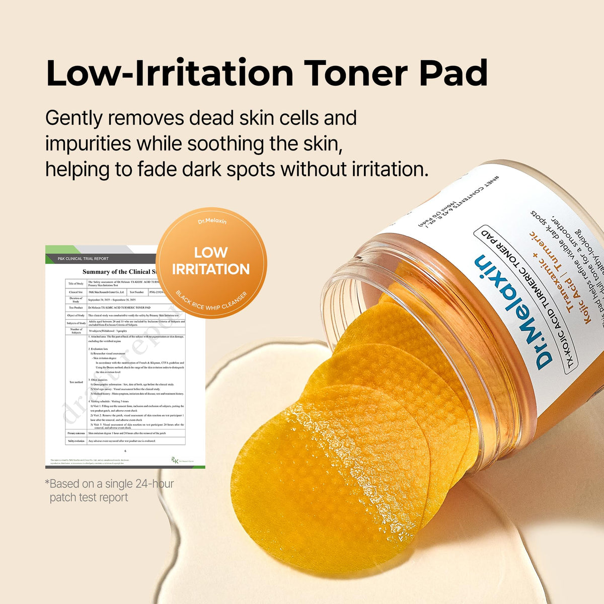 Dr.Melaxin open container with 70 sheets visible for travel-friendly supply