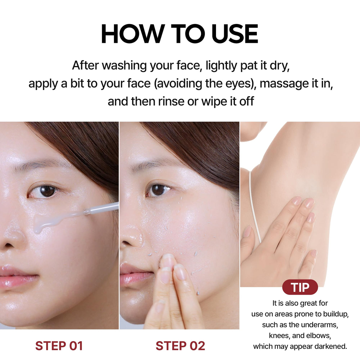 Dr.Melaxin label close-up showing key actives for targeted exfoliation