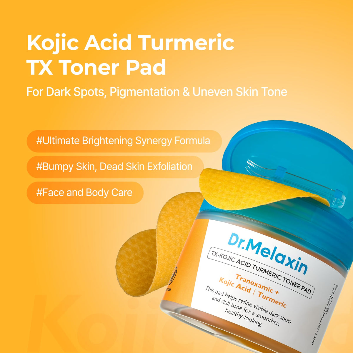 Dr.Melaxin close-up of pad texture highlighting gentle exfoliation surface