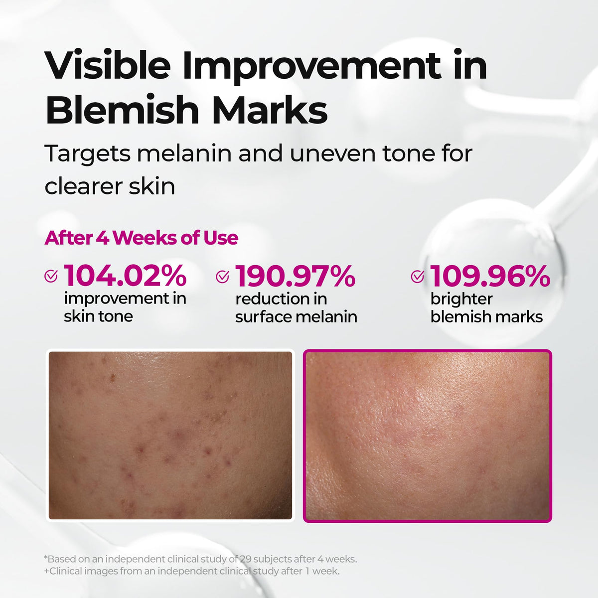 Dr.Melaxin swatch before and after texture showing visible tone improvement