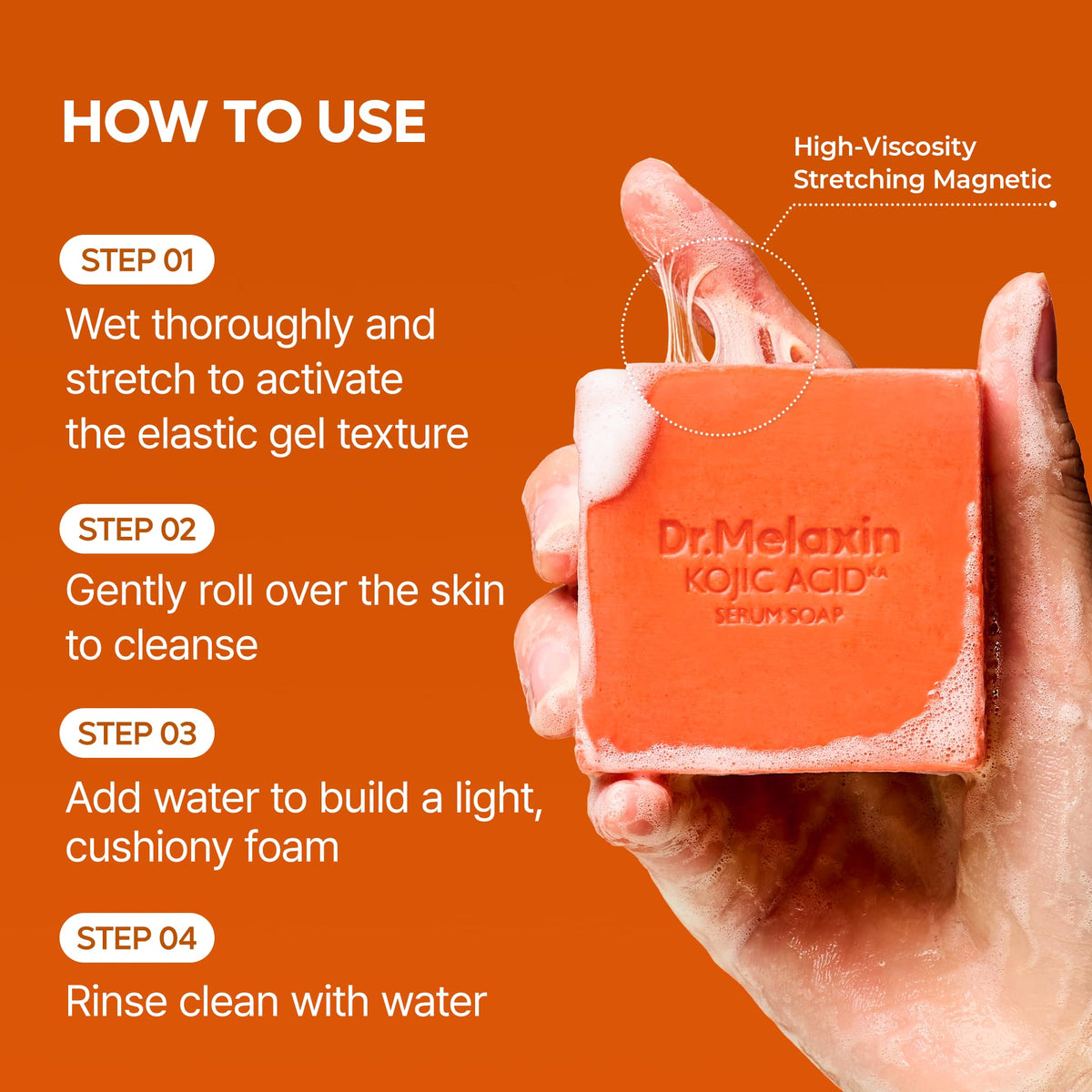 Dr.Melaxin soap next to coin for size, shows compact travel-friendly benefit