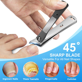 DRMODE 45-degree slanted clipper detail showing curved edge for precise ingrown trimming