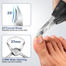 DRMODE close-up of 25-degree curved blade showing precise contour cutting advantage