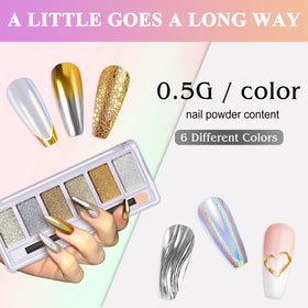DRMODE French manicure using light gold chrome for precision metallic tips