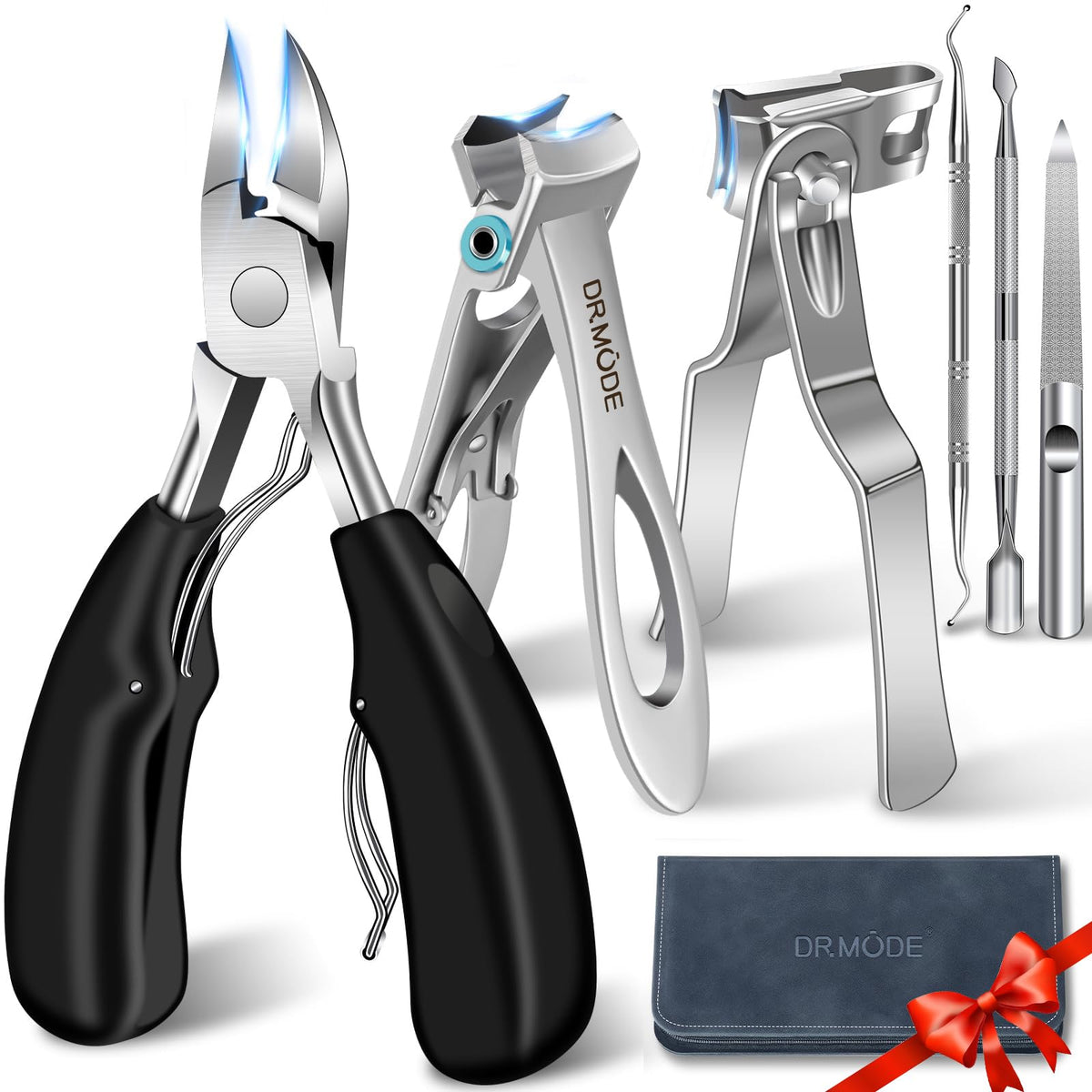 DRMODE front view of complete clippers set showing durable finish and carry case benefit