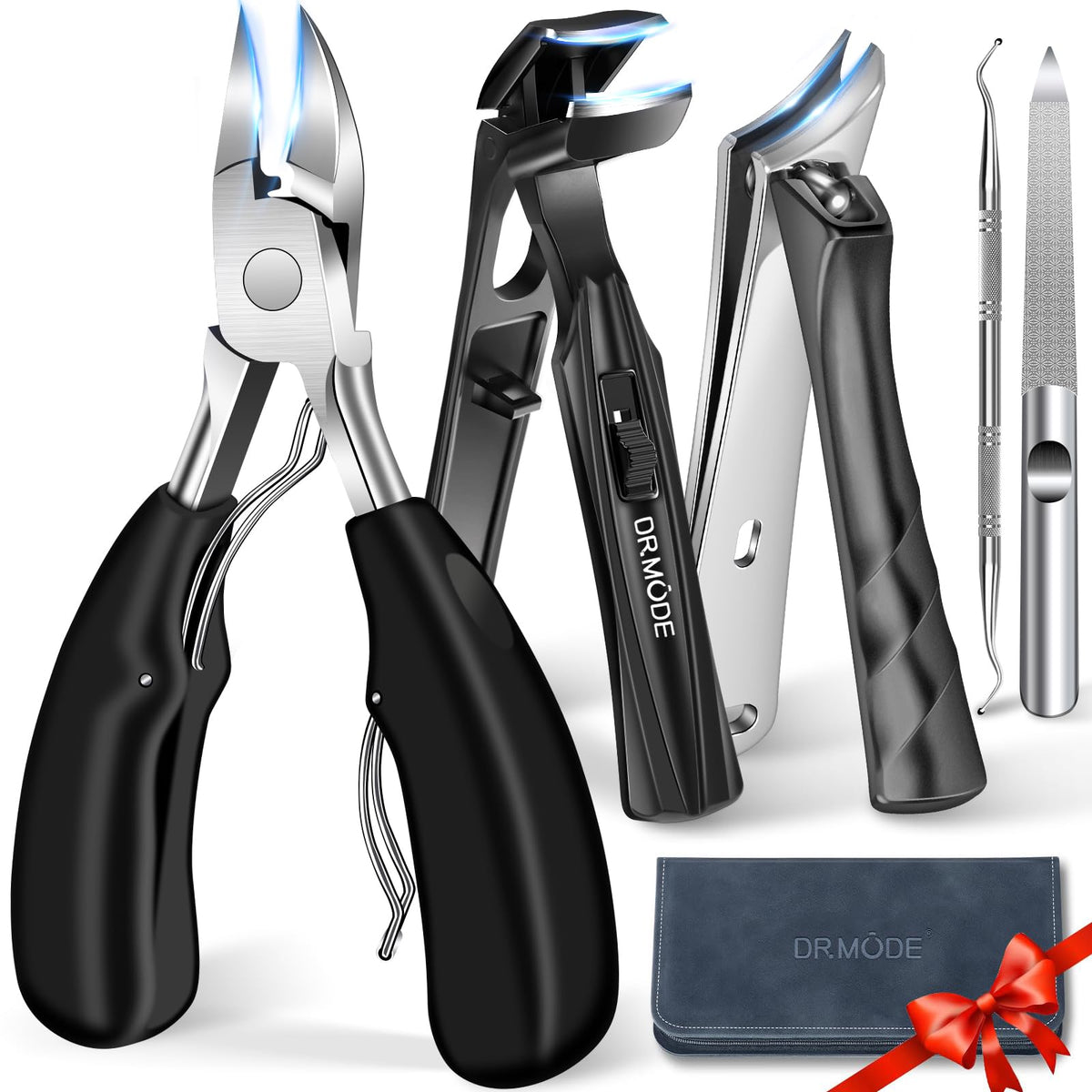 DRMODE full five-piece set showing tools and leather case, organized for convenience