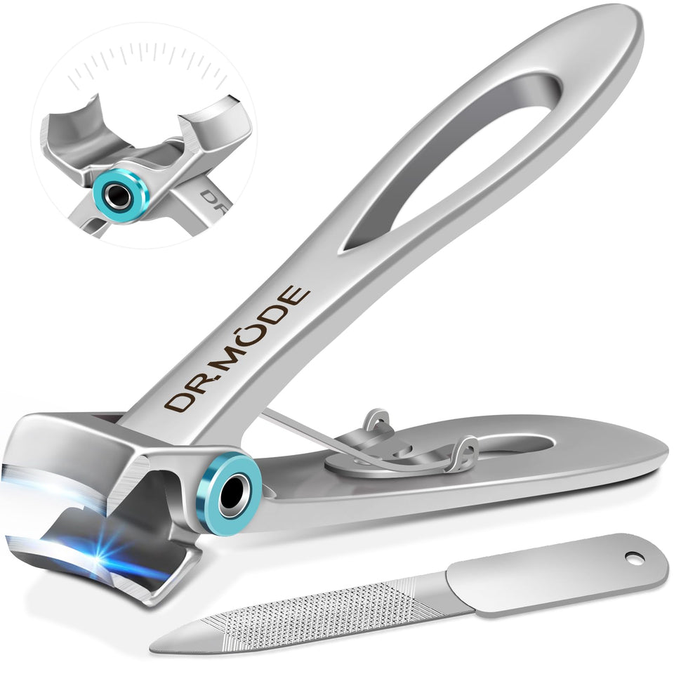 DRMODE front view oversized nail clipper showing wide jaw and solid build for reliable cutting
