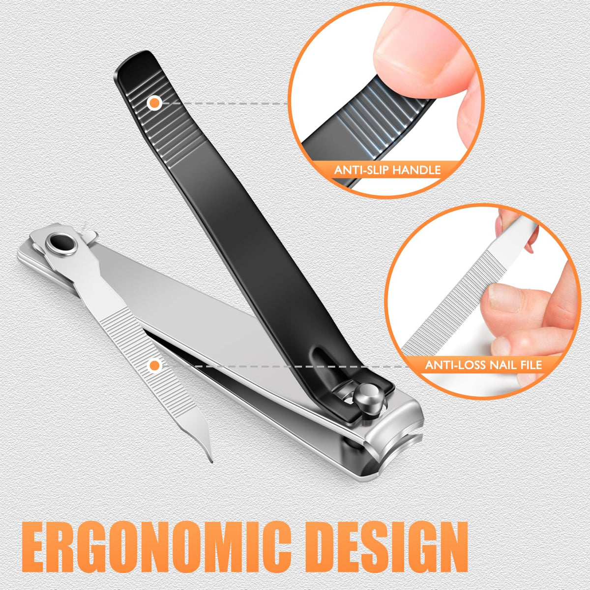 DRMODE clipper in hand cutting a fingernail for controlled precise trimming