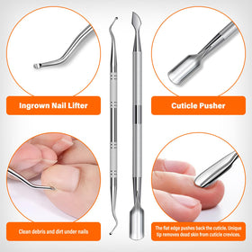 DRMODE ingrown nail lifter and cuticle pusher set to prepare nails safely