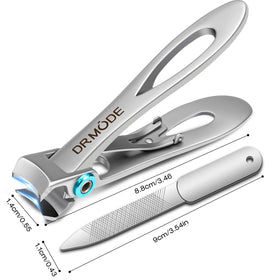 DRMODE clippers on bathroom counter with pocket bag showing convenient home storage