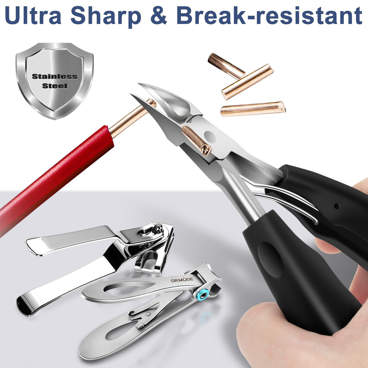 DRMODE long ergonomic handle held to show secure non-slip grip and reduced effort