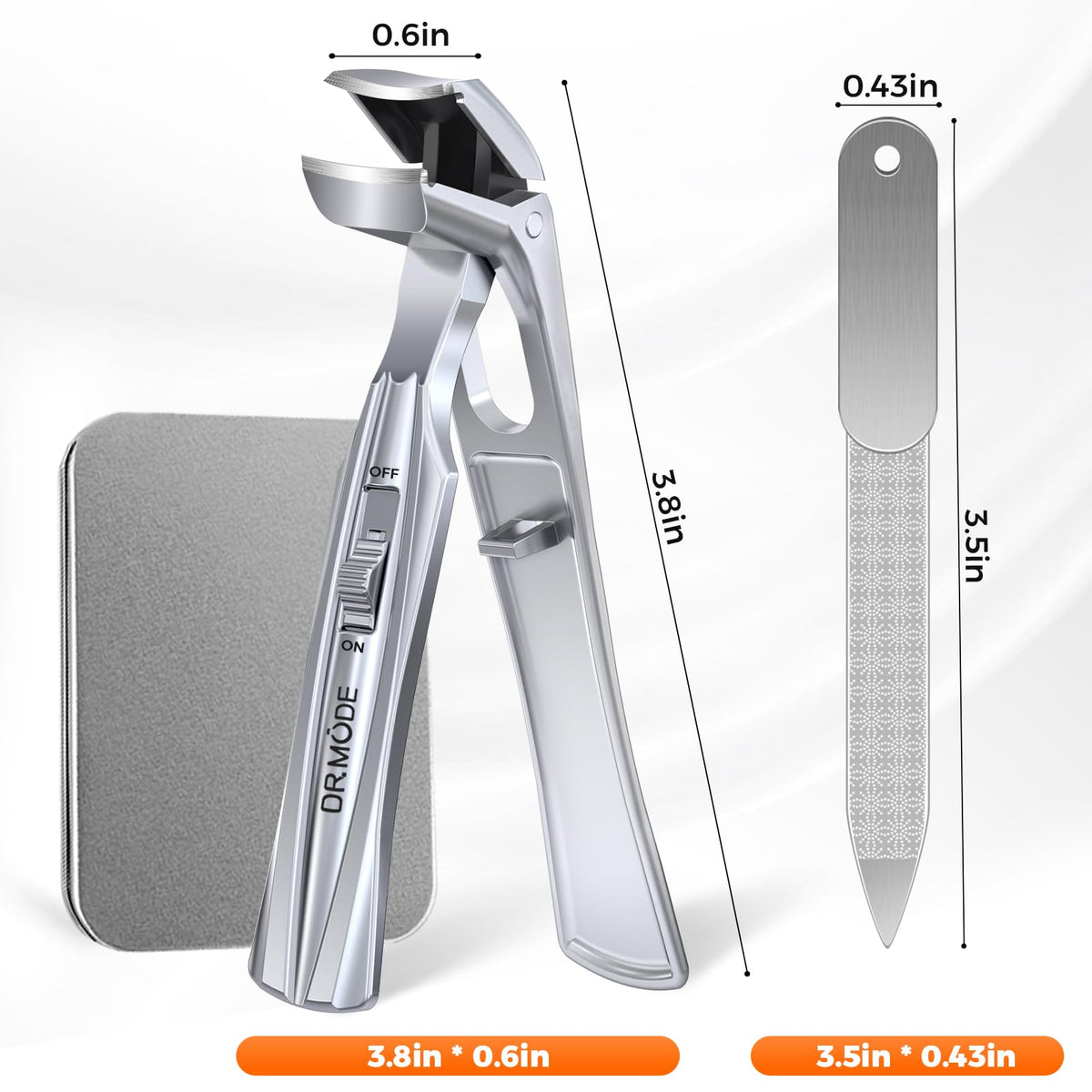 DRMODE next to a ruler showing size and leverage advantage