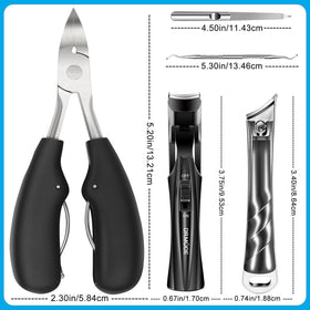 DRMODE clippers beside a coin to show scale and large jaw opening for big toenails