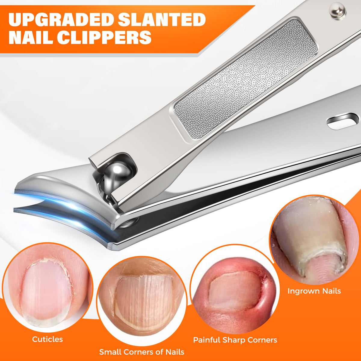 DRMODE slanted blade closeup demonstrating precise ingrown and corner trimming