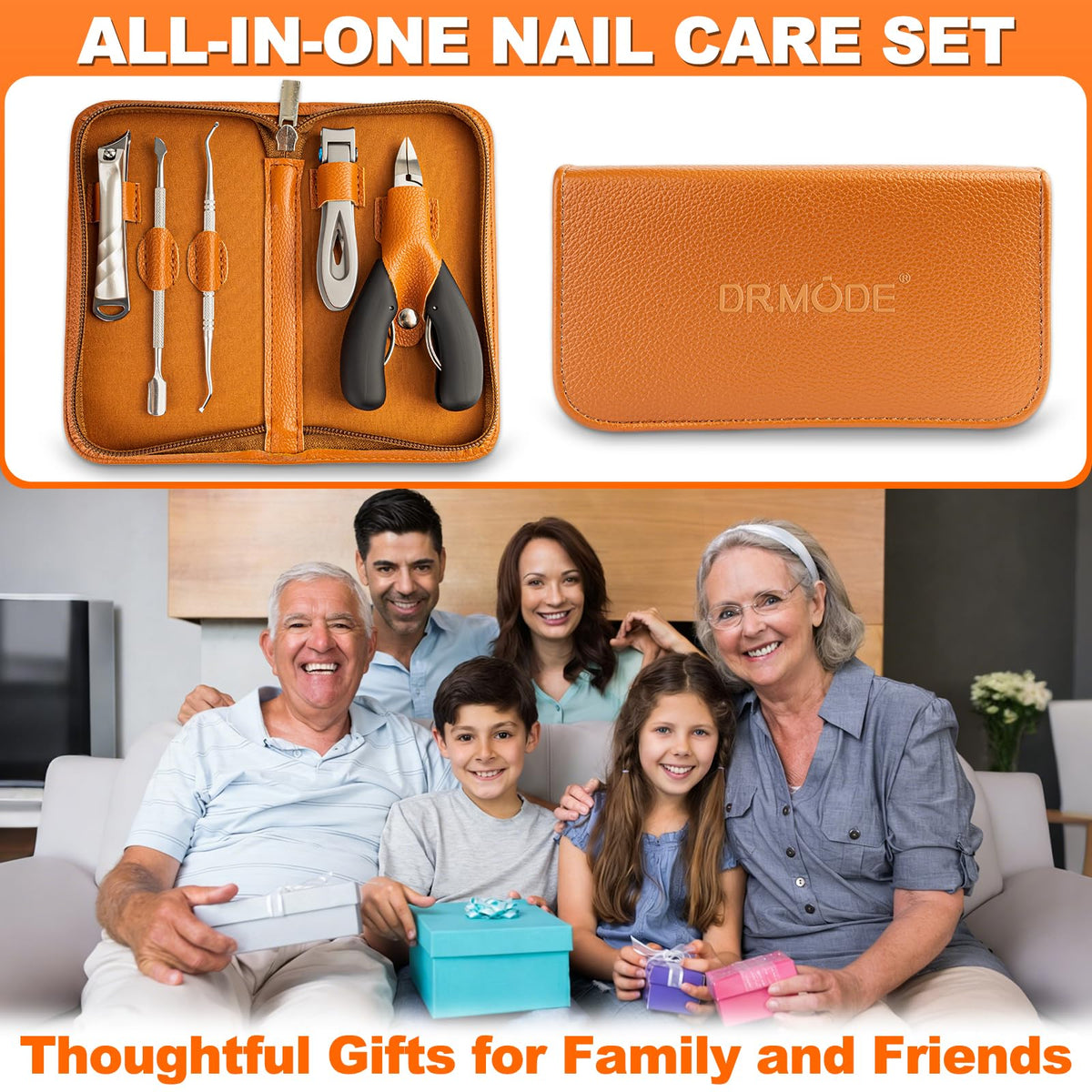 DRMODE in a bathroom lifestyle shot illustrating practical home nail care