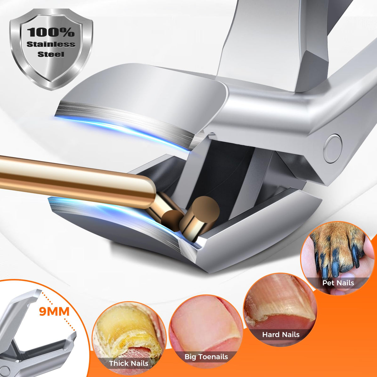 DRMODE wide jaw open to 9mm for trimming thick toenails easily