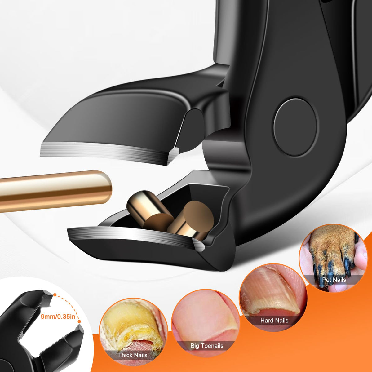 DRMODE wide 9mm jaw open showing capacity for thick nails and efficient cutting