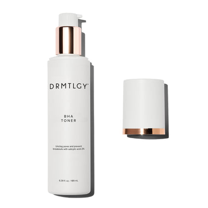 DRMTLGY bottle front view showing clear toner and label benefits