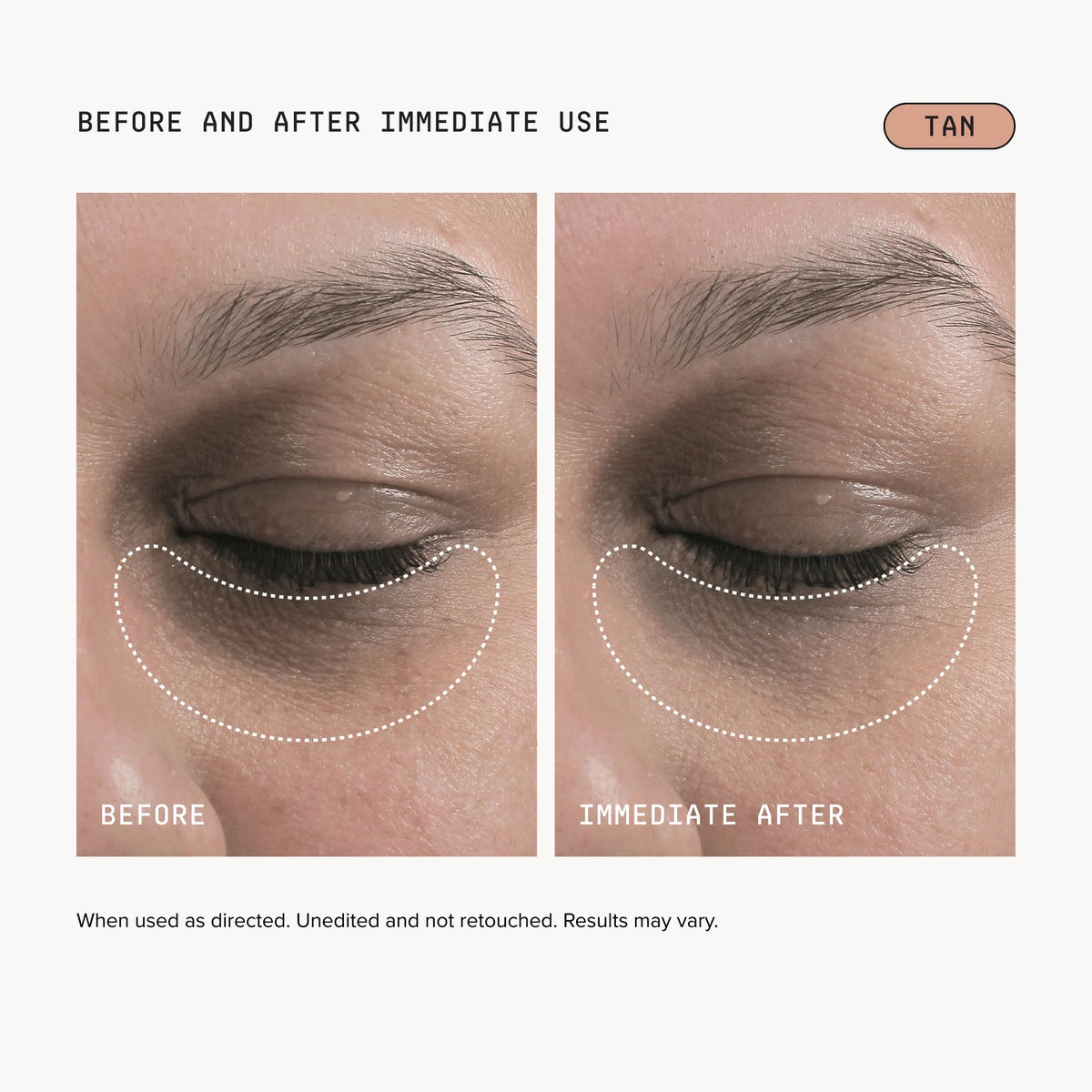 DRMTLGY peach swatch on skin highlighting color-correcting benefit for dark circles