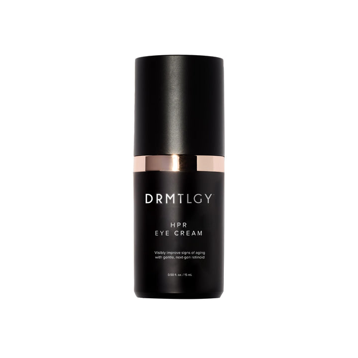DRMTLGY HPR eye cream front tube shows product and branding for effective eye renewal
