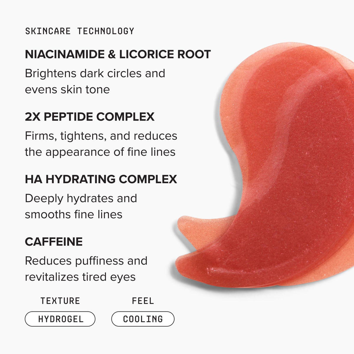 DRMTLGY ingredients flat lay with caffeine and niacinamide showing brightening benefit