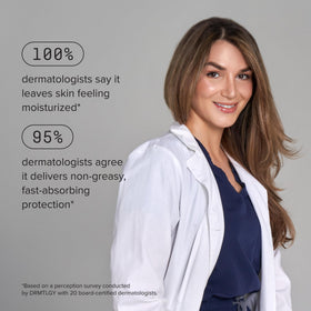 DRMTLGY model with dewy natural finish illustrating radiant coverage
