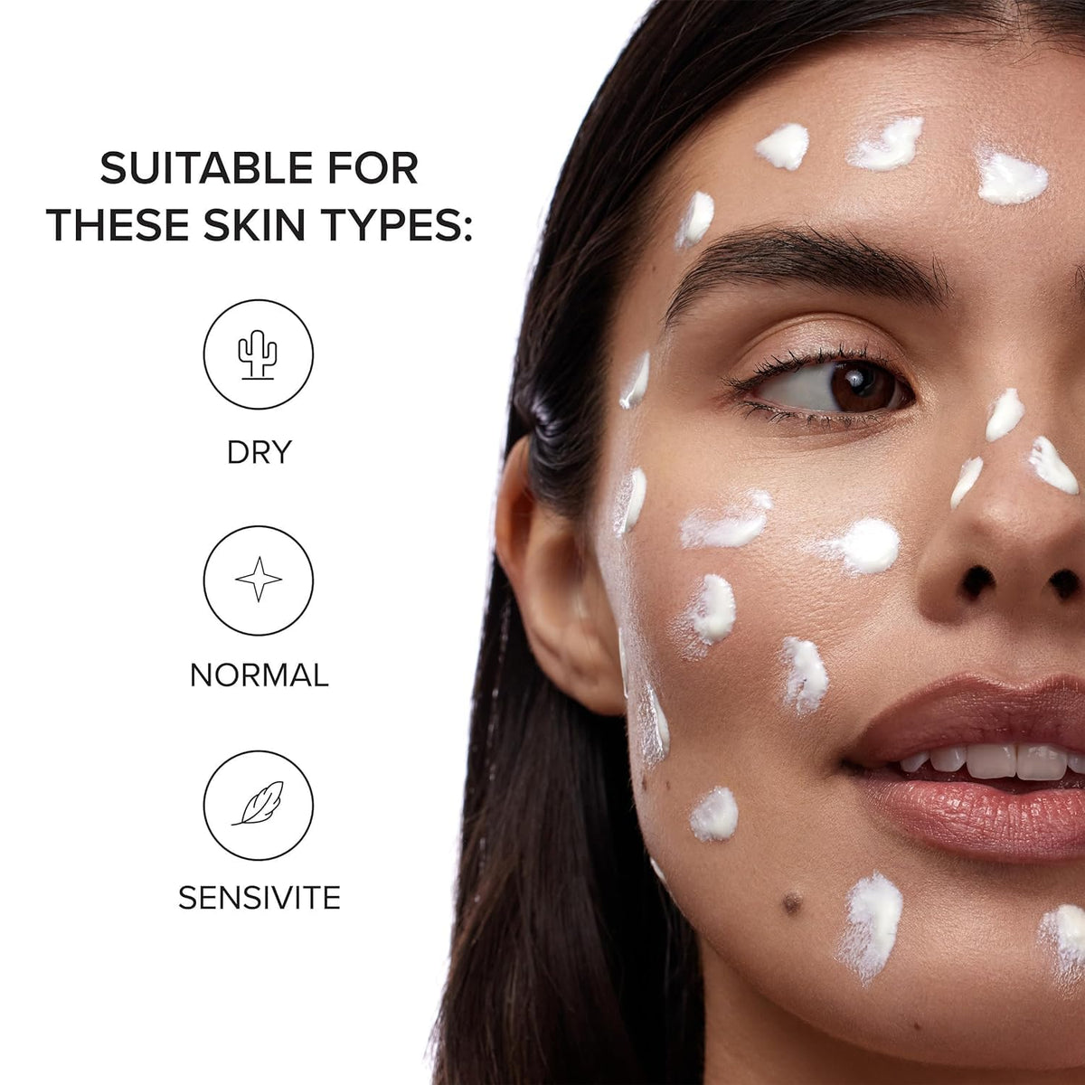 DRMTLGY applying cream to skin demonstrating absorption and visible plumping benefit