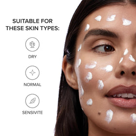 DRMTLGY applying cream to skin demonstrating absorption and visible plumping benefit