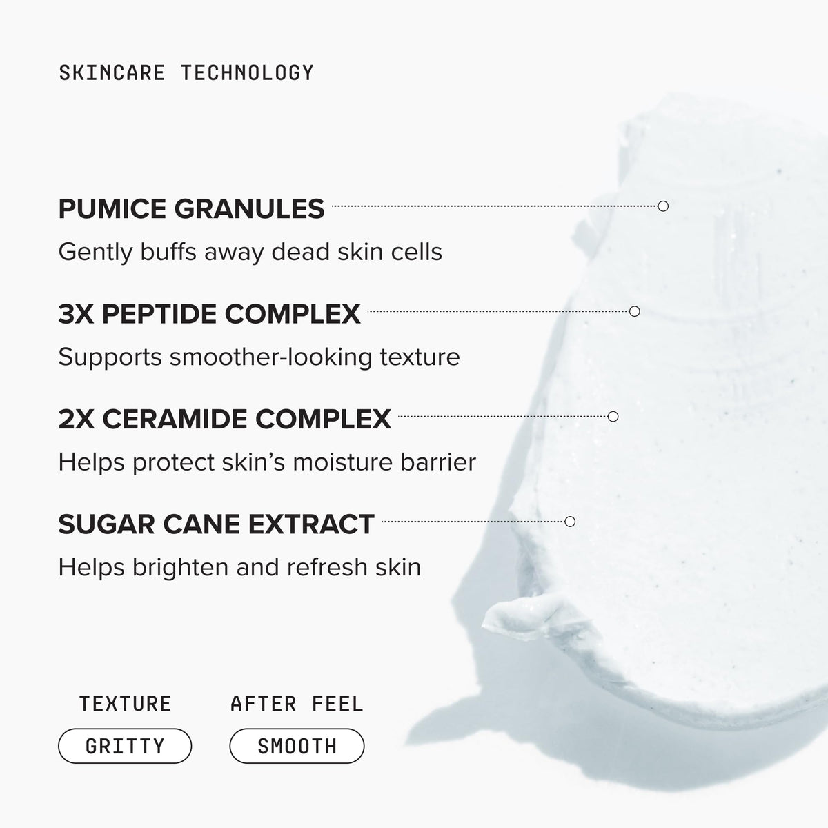 DRMTLGY label and dispenser detail highlighting clean formula and benefits