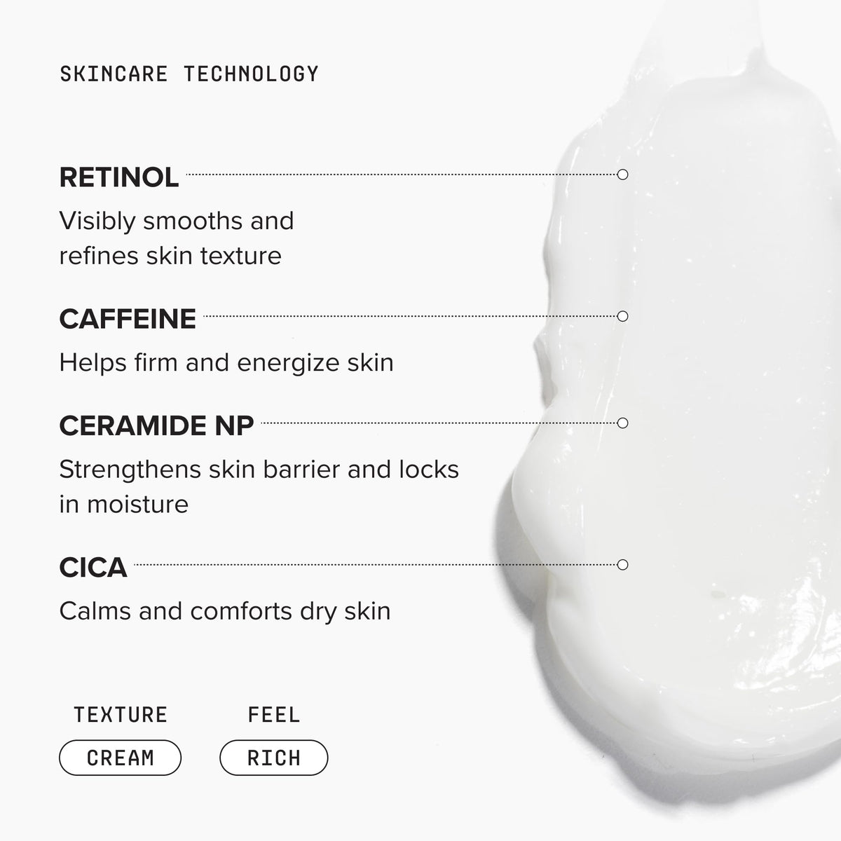 DRMTLGY lotion texture close-up showing creamy absorbent finish