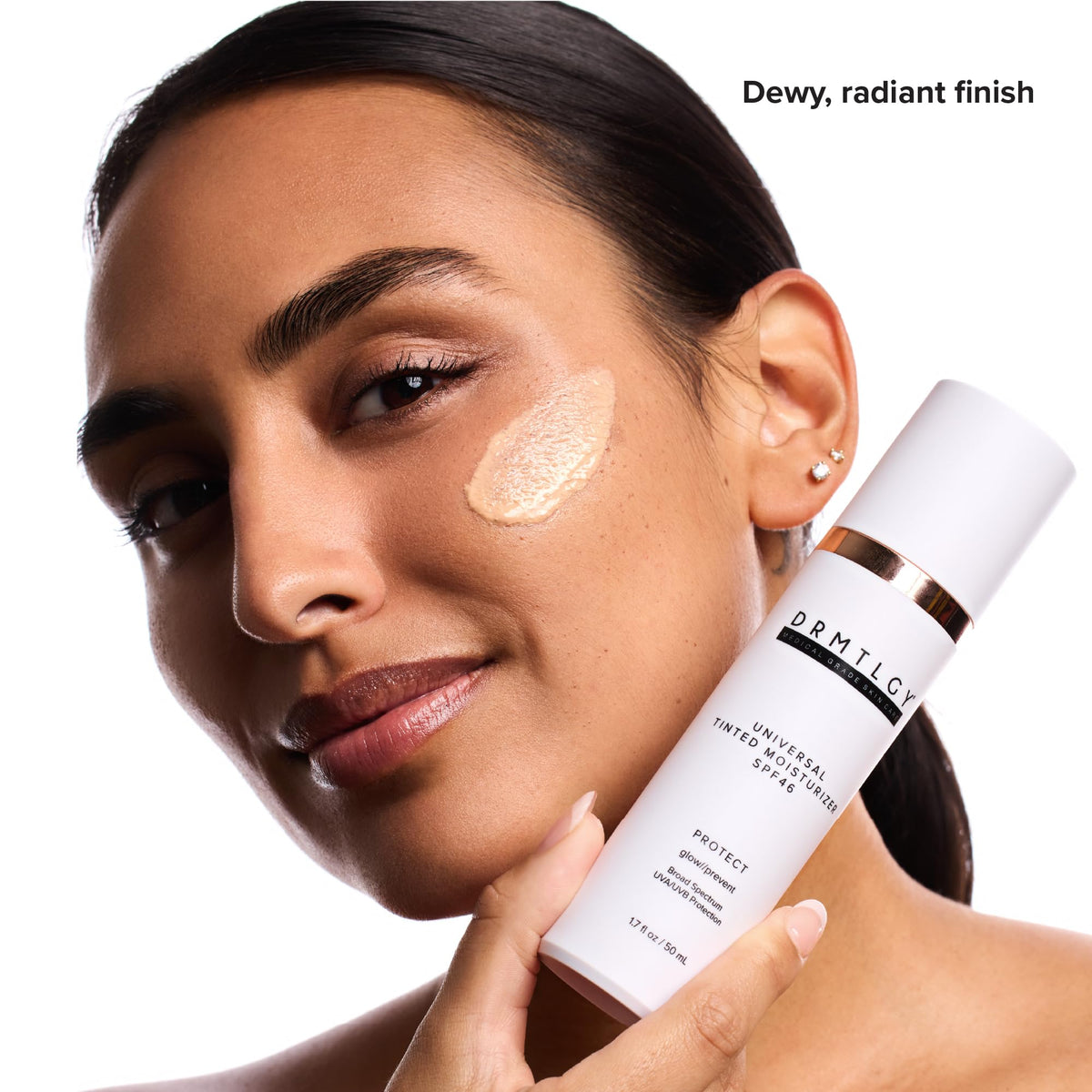 DRMTLGY texture swirl on skin demonstrating dewy, blendable finish