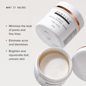 DRMTLGY ingredient label highlighting glycolic, lactic, and salicylic acids benefits