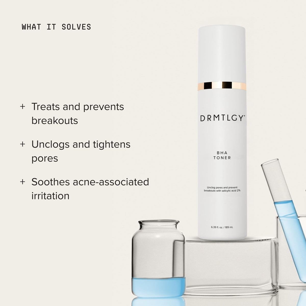 DRMTLGY label close-up highlighting ingredients and texture benefits