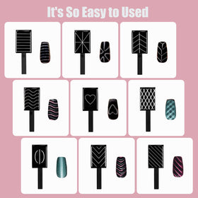 Dr.nail kit in use on a fingernail creating moon cat eye effect and glossy finish