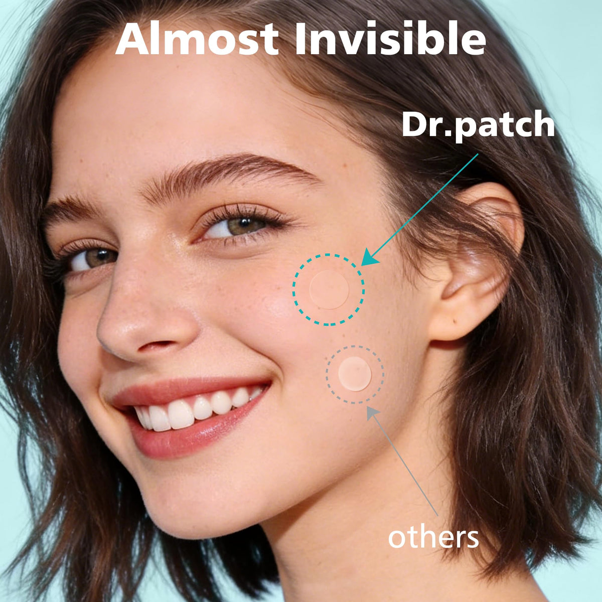 Dr.patch applied on cheek demonstrating protection and reduced picking benefit
