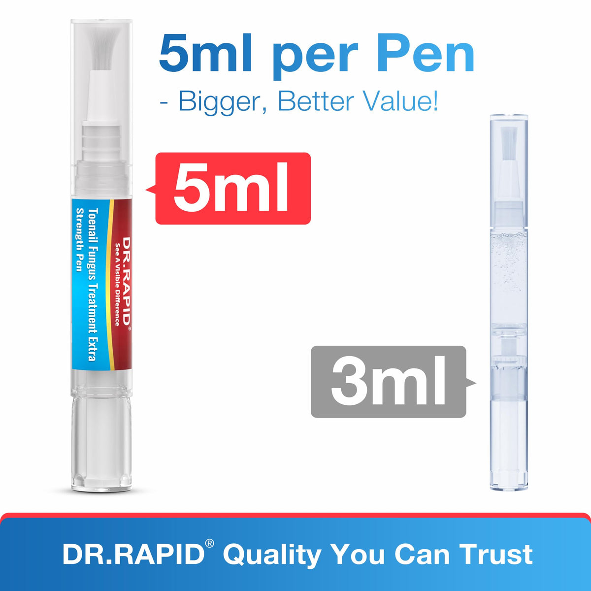 DR.RAPID pen in hand applying to toenail for targeted treatment