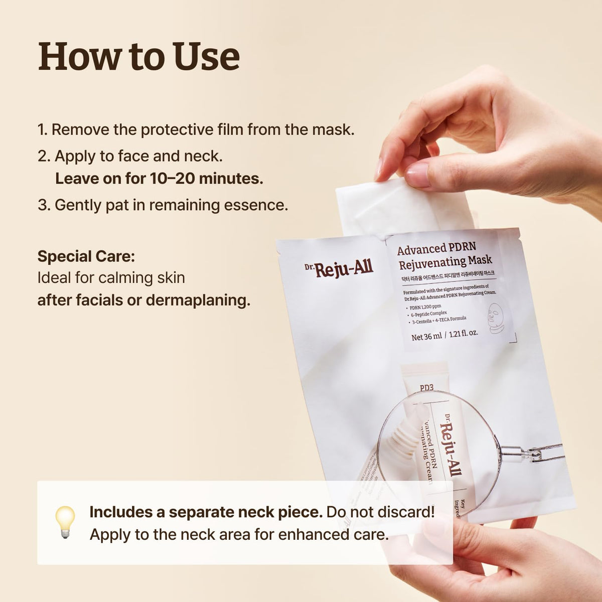 Dr.Reju-All back label close-up displaying ingredient highlights and usage tips