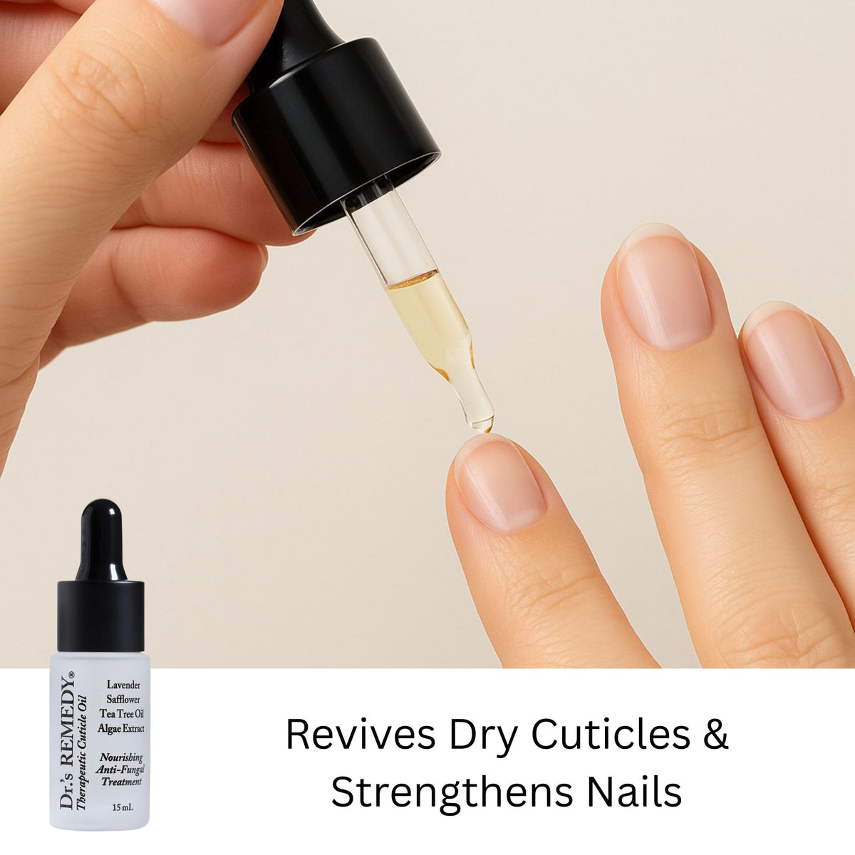 Dr.'s Remedy oil texture on fingertip showing quick absorption benefit