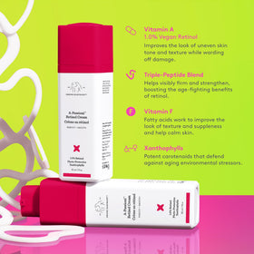 Drunk Elephant cream close-up with ingredient highlights offering nourishing peptide support