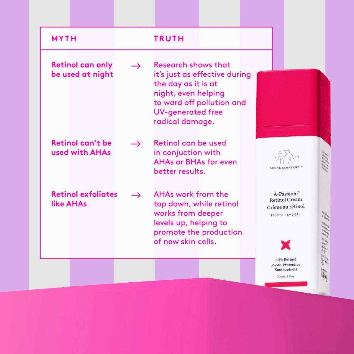 Drunk Elephant jar on bathroom shelf in lifestyle scene suggesting integrated skincare ritual