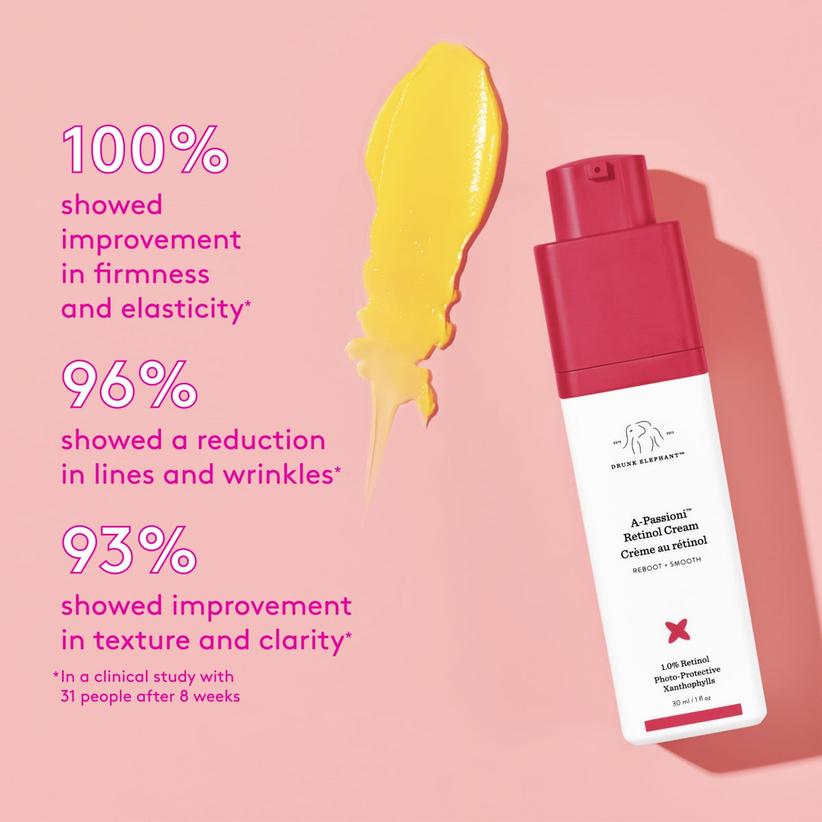 Drunk Elephant open jar texture displaying creamy retinol blend for smooth application