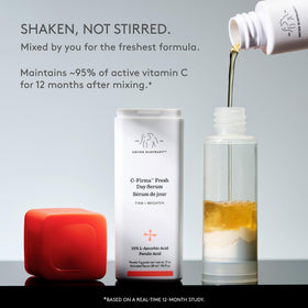 Drunk Elephant serum applied during morning routine before sunscreen, boosting radiance