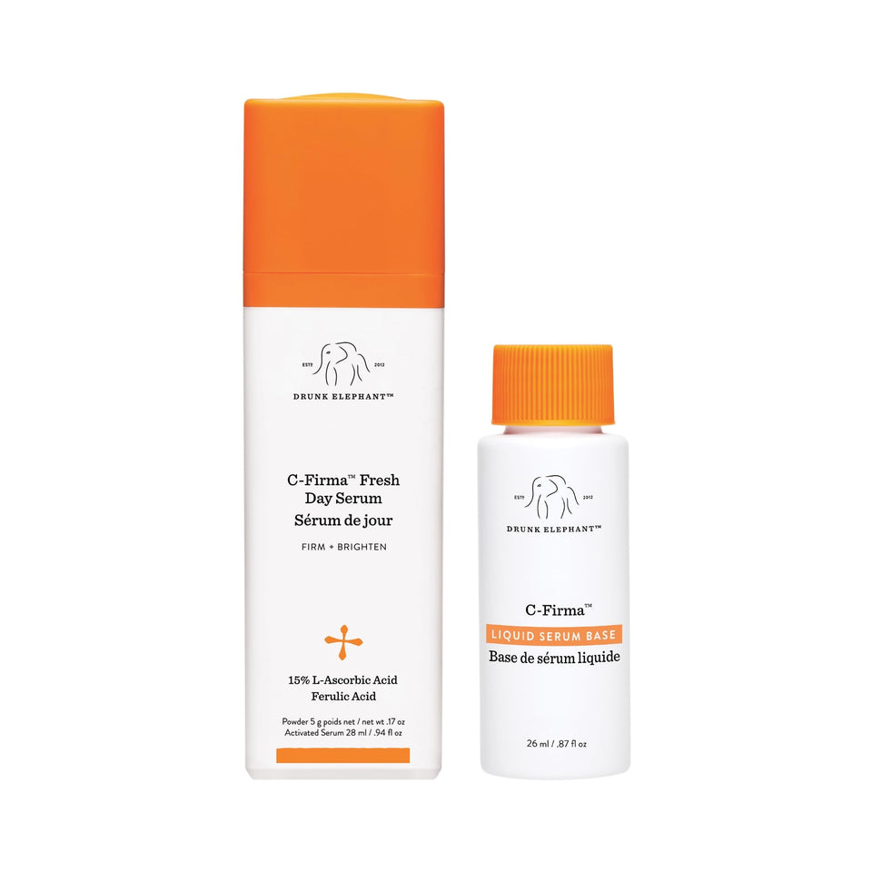 Drunk Elephant front packaging showing clean vitamin C serum design and benefit