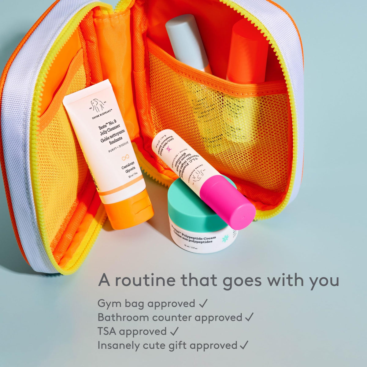 Drunk Elephant Protini cream texture on fingertip showing peptide-rich smoothing benefit