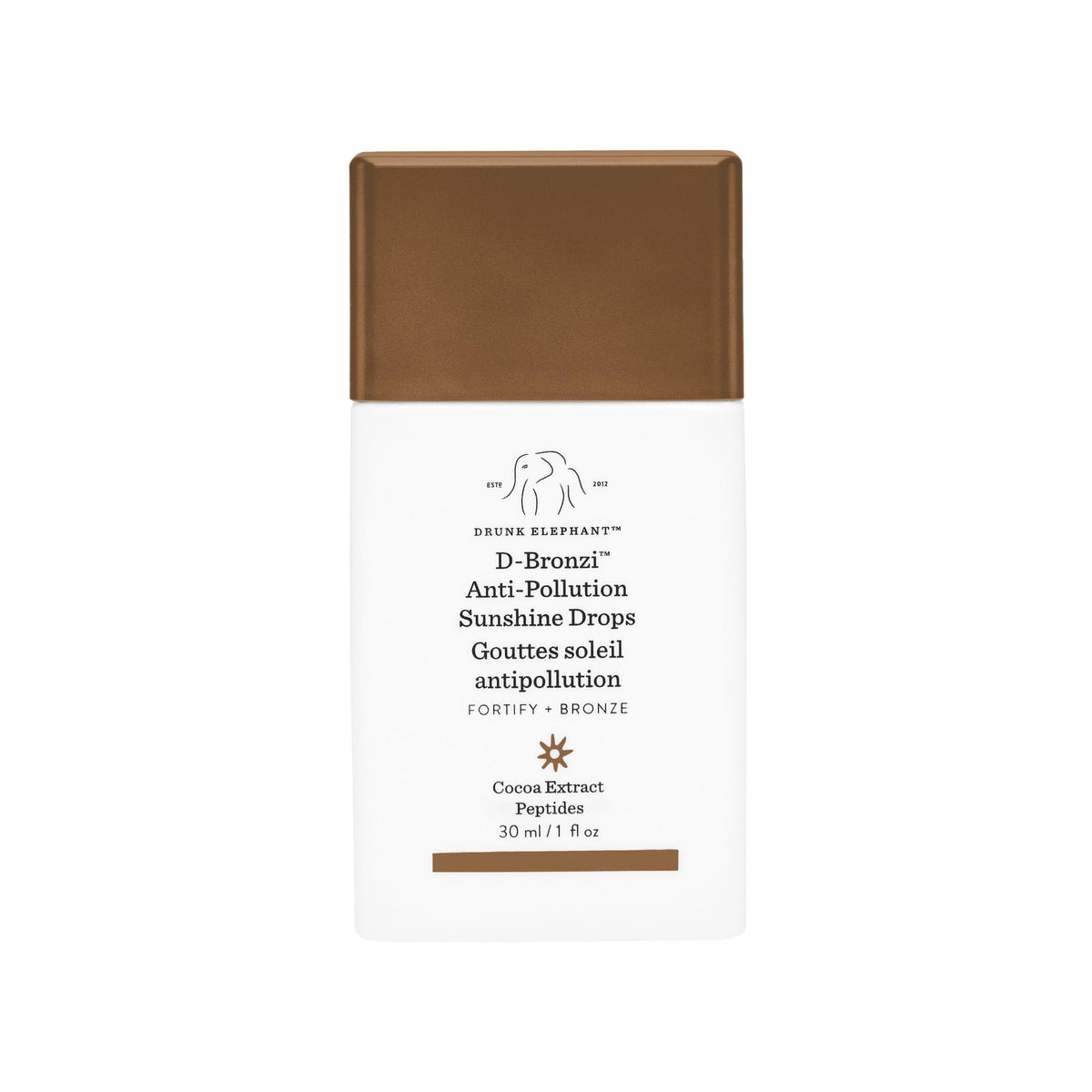 Drunk Elephant D-Bronzi front packaging showing product and benefits