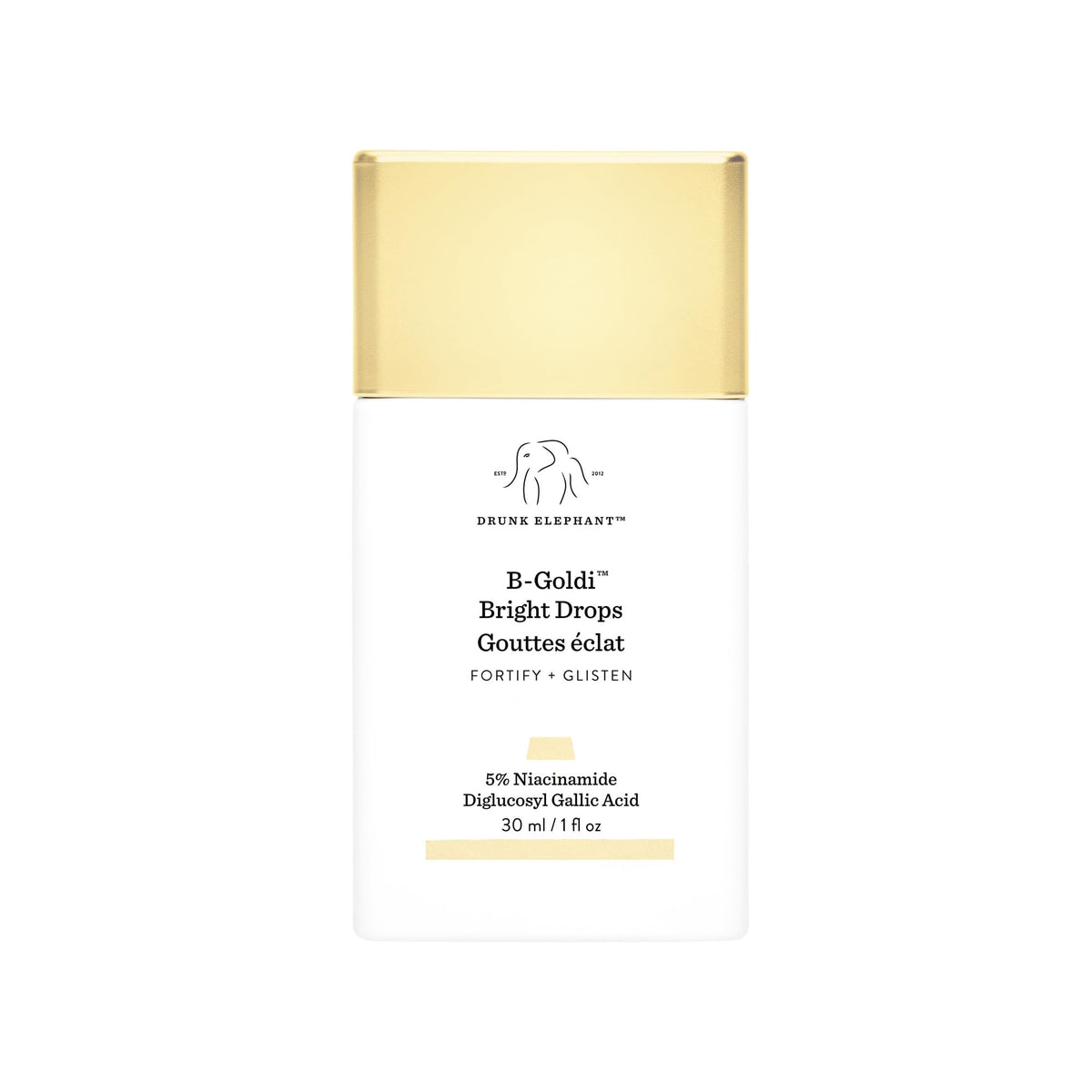 Drunk Elephant front packaging showing bottle and label benefits