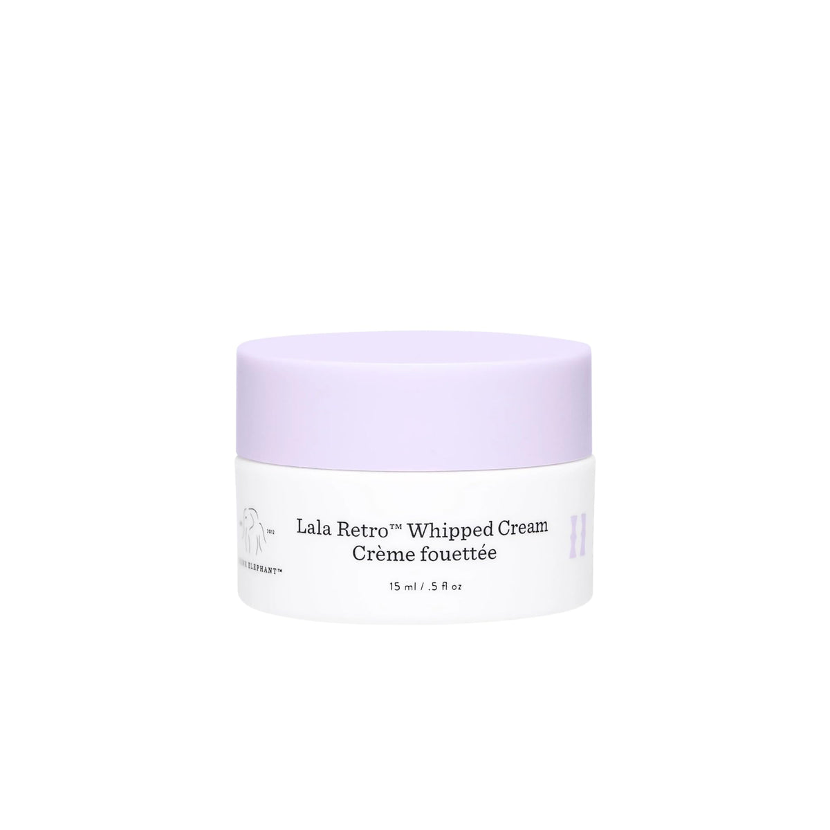 Drunk Elephant Lala Retro front jar view showing compact packaging and travel-friendly size